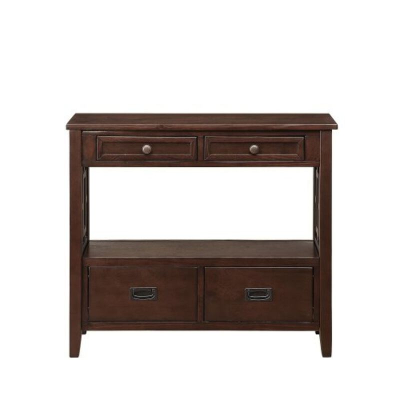 GOODSILO Farmhouse Pine Wood Console Table Entry Sofa Table with 4 Drawers and Storage Shelf image number 0