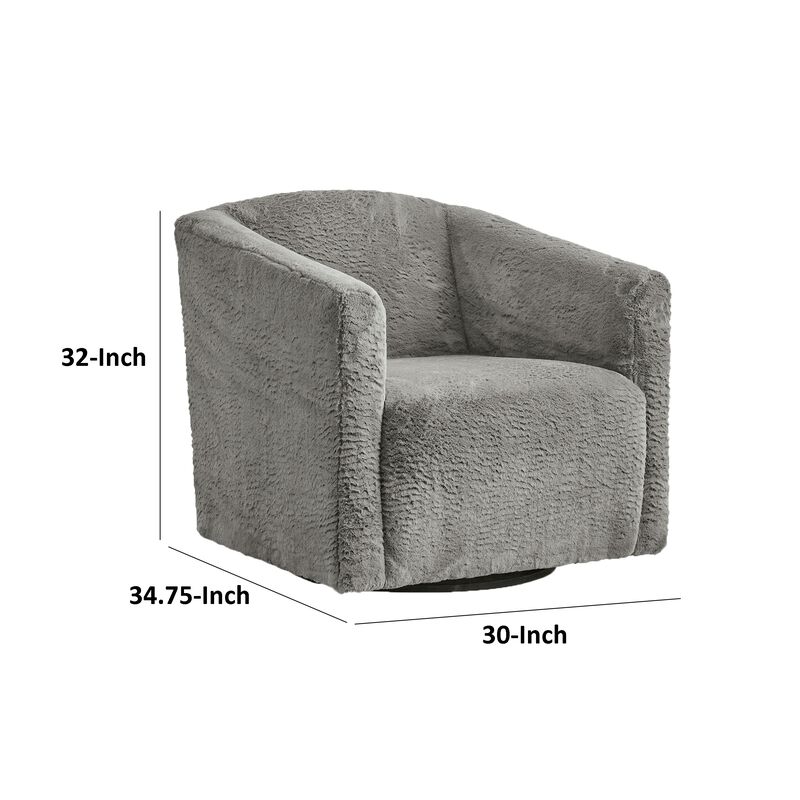 Amanora Accent Chair, Charcoal Gray Faux Rabbit Fur Polyester, Black Metal image number 5
