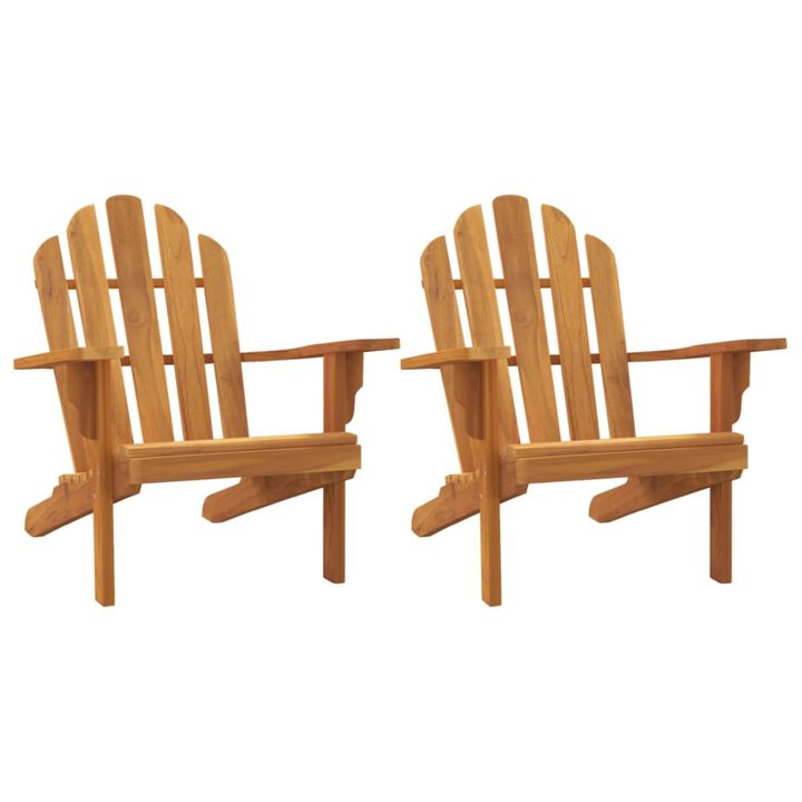 vidaXL Adirondack Chair 2 Pcs, Patio Adirondack Chair Weather Resistant, Lawn Chair for Outdoor Porch Garden Backyard Deck, Solid Wood Teak