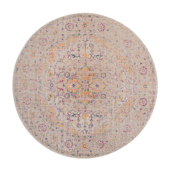 HomeRoots Oriental Distressed Round Rug