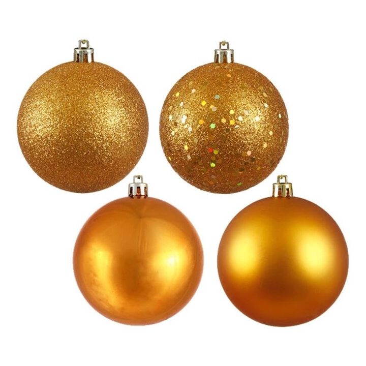 Vickerman 6" Antique Gold 4 Finish Ball Ornament 4 per Box