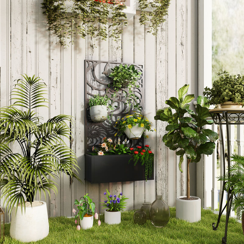 Hivvago Outdoor Metal Planter Box with Built-In Trellis image number 1
