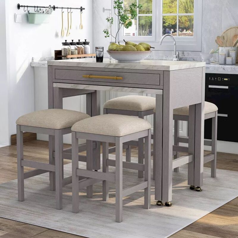 Simple Relax Set of 2 Counter Height Stools in Light Gray and Beige image number 1