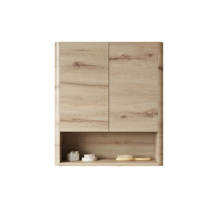 ELEMENT ACE Wall-Mounted Bathroom Storage Cabinet with Doors and Open Shelf - Over The Toilet Organization Solution
