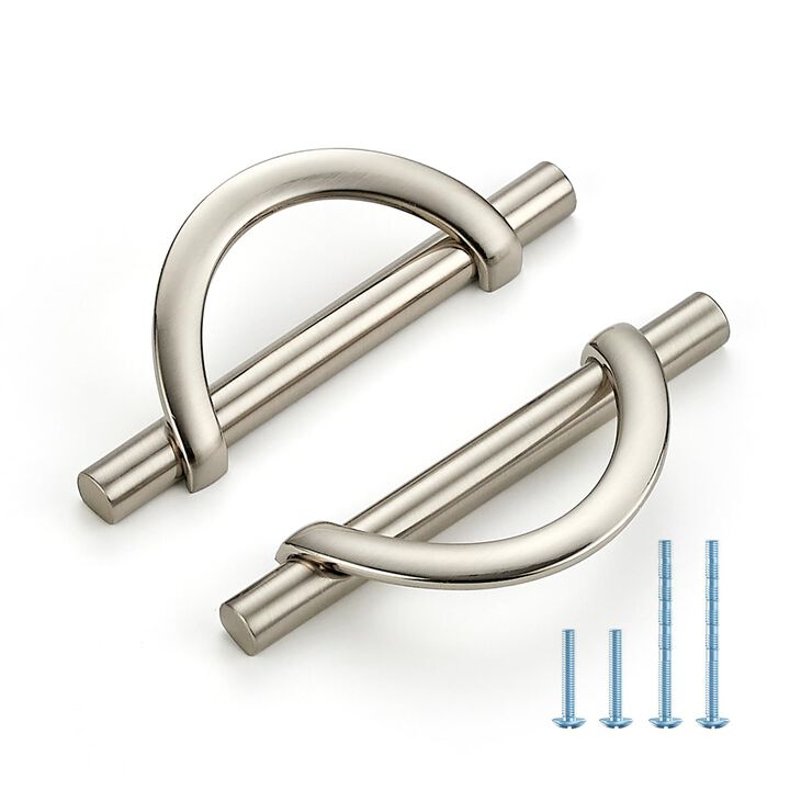 HOME EDIT Brushed Nickel Cabinet Pulls, 3-3/4 Inch Hole Center, 96 mm, Curved Design Cabinet Handles for Kitchen,Cupboard, Drawe