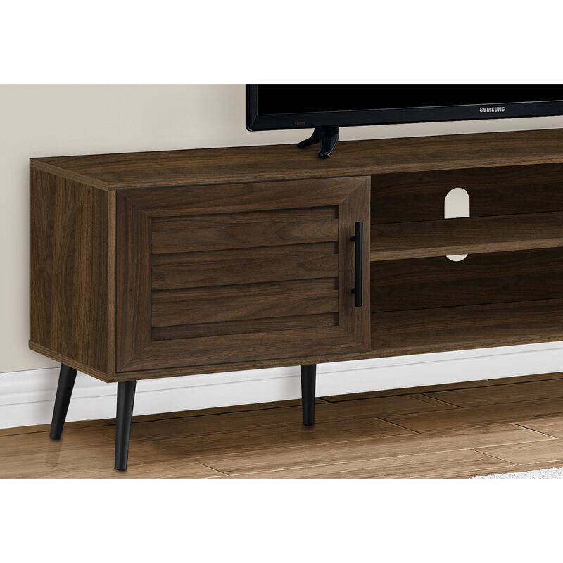 Monarch Specialties I 2717 - Tv Stand, 72 Inch, Console, Media Entertainment Center, Storage Cabinet, Living Room, Bedroom, Brown Laminate, Black Wood Legs, Transitional