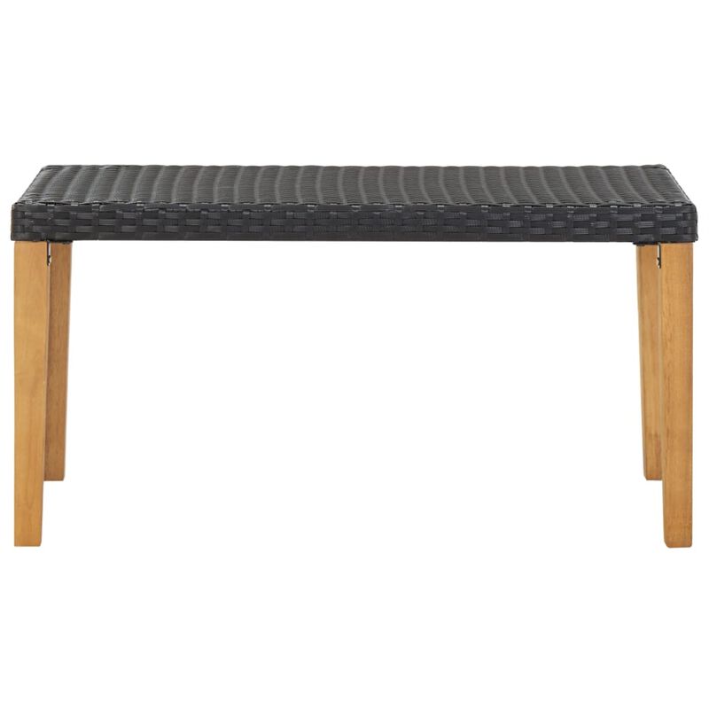 vidaXL Garden Bench 47.2" Black Poly Rattan and Solid Acacia Wood