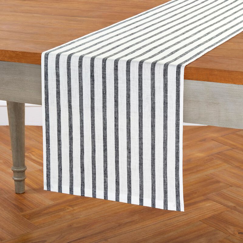 Solino Home 100% Pure Linen Table Runner - Madison Stripe