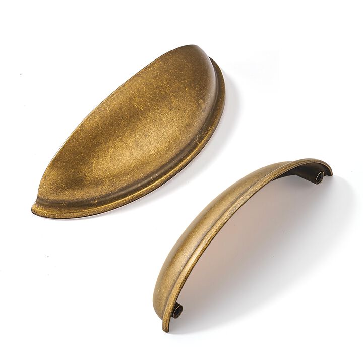 khtumeware 10 Pack 3-3/4"" Antique Brass Drawer Pulls Cabinet Cup Pulls Vintage Kitchen Hardware Cabinet Handles Drawer Handles