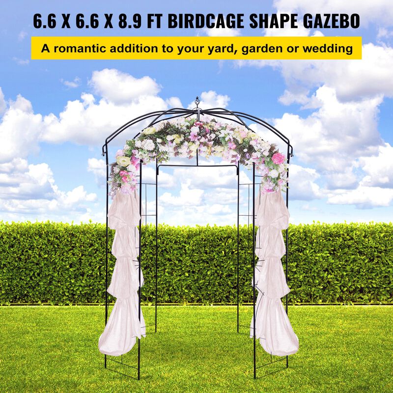 Decorative Birdcage Wedding Arch &ndash; Heavy Duty Wrought Iron Arbor for Climbing Plants in Garden or Lawn