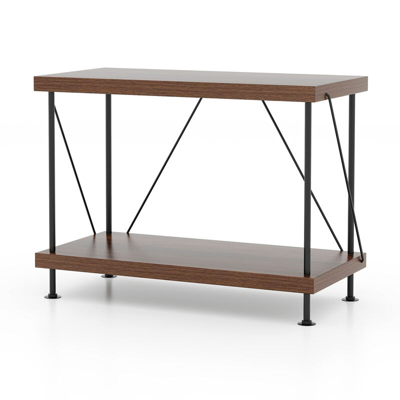 Multipurpose Display Rack with Metal Frame, Tiered Shelving