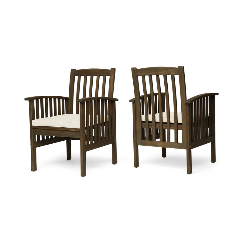 Merax 2 Pieces Acacia Wood Dining Chairs for Outdoor Patio