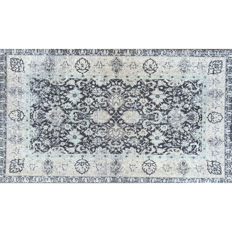 2 X 4 gray Oriental Washable Area Rug With UV Protection
