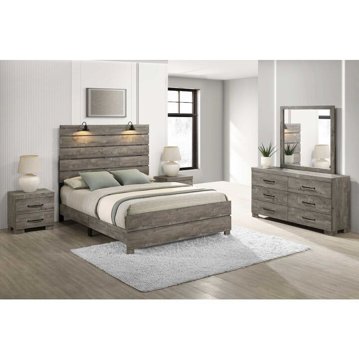 Best Quality Furniture 5Pc Modern Panel Bedroom Set In Antique Gray Color, Full