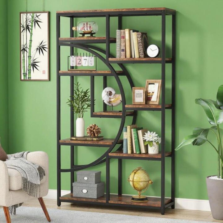 Wooden Bookshelf with Multiple Shelves for Living Room or Home Office
