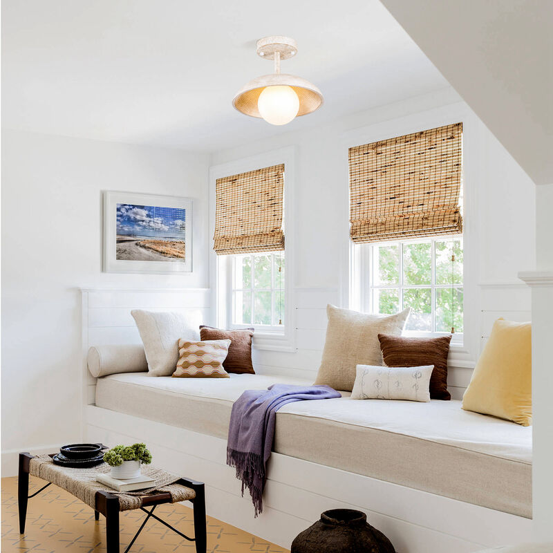 Distressed White Hallway Semi Flush Mount Light