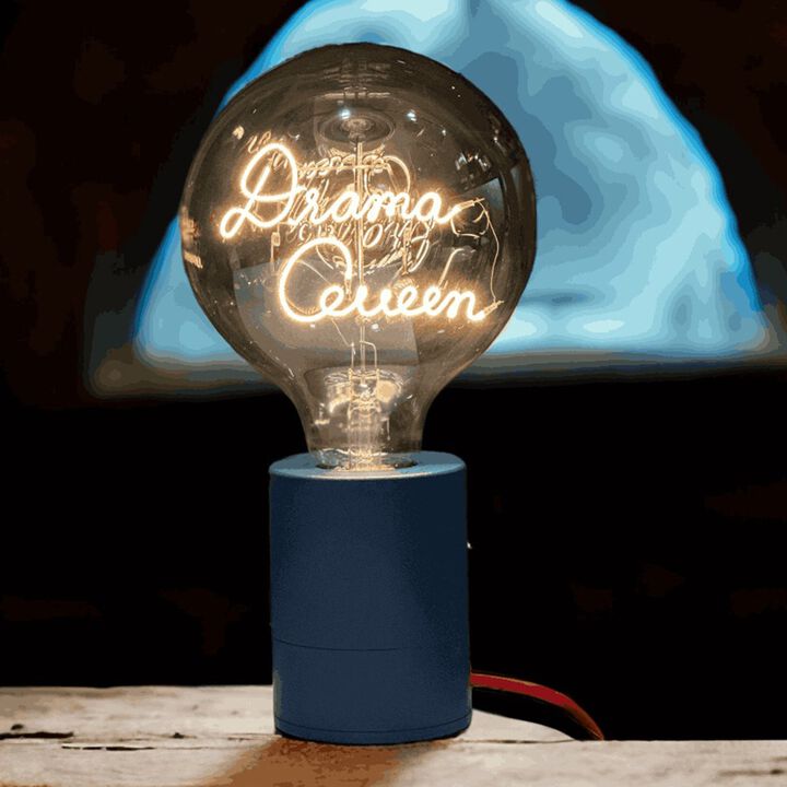 Bulb DRAMA QUEEN Amber with Base Table Lamp PORTABLE Black