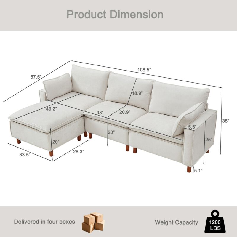 Medsmi Modular L-Shaped Sectional Sofa image number 9