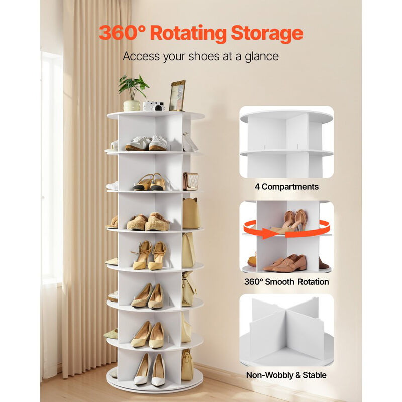 7 Tier Rotating Shoe Rack Tower, Spinning Shoe Organizer for Closet and Entryway image number 6