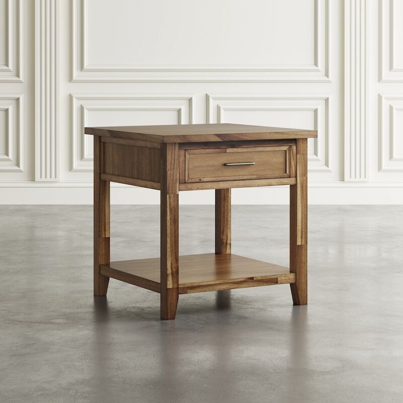 Jofran Claremont Transitional Rustic Wood Square End Table with Storage