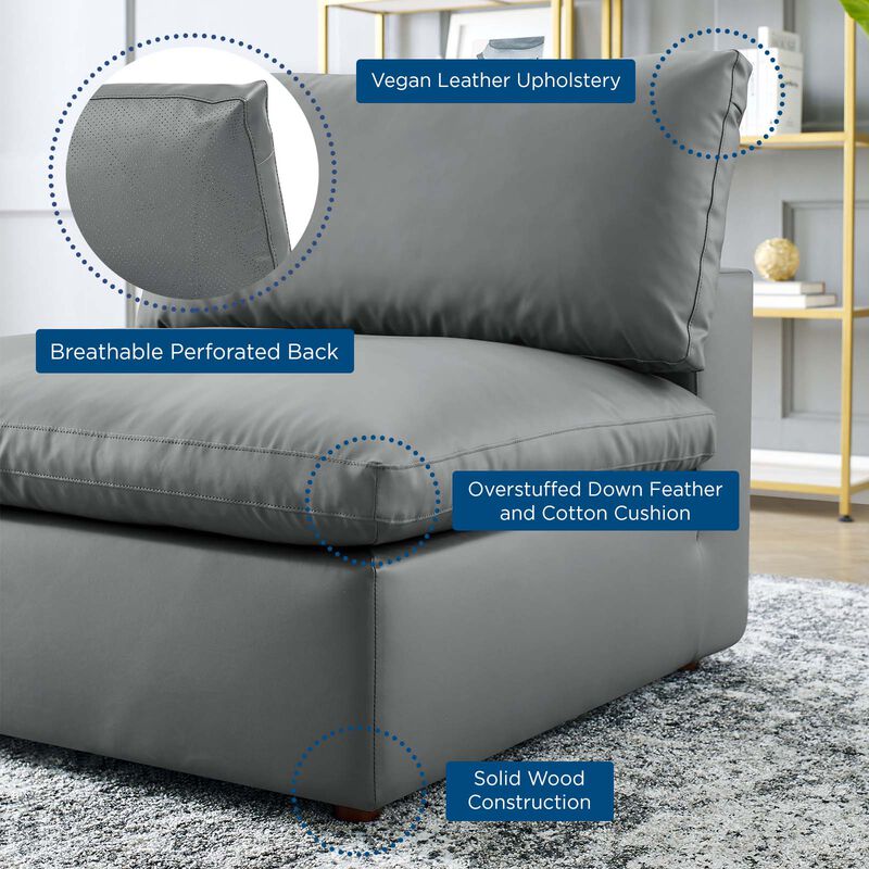 Commix Down Filled Overstuffed Vegan Leather Armless Chair image number 6