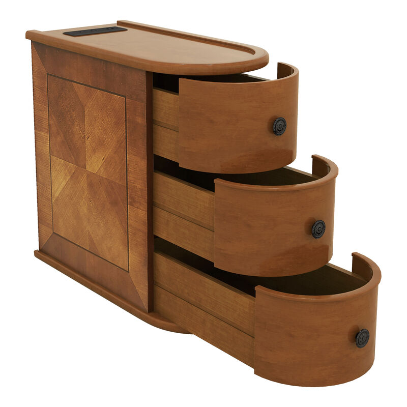 Whisen 23.6" Side Table with Charging Station, 2 Drawers Rubber Wood End Table for Living Room Bedroom image number 7