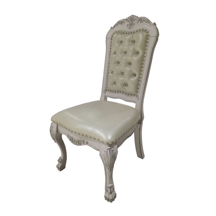 Dresden Side Chair (Set-2) in Fabric & Bone White Finish DN