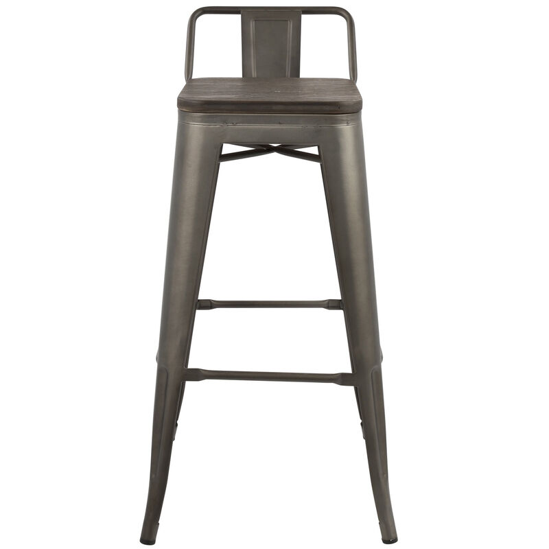 Lumisource Oregon Industrial Low Back Barstool in Antique and Espresso - Set of 2 image number 1