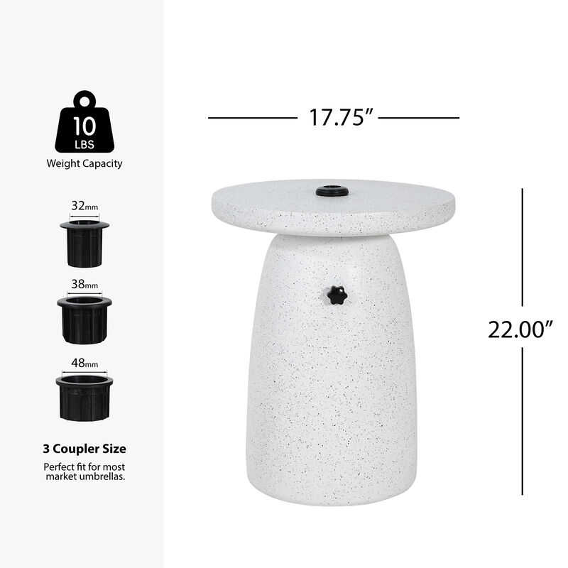 Christopher Knight Home Rysa Patio Lightweight Concrete Side Table with Umbrella Hole and Sand-Filling Design image number 2