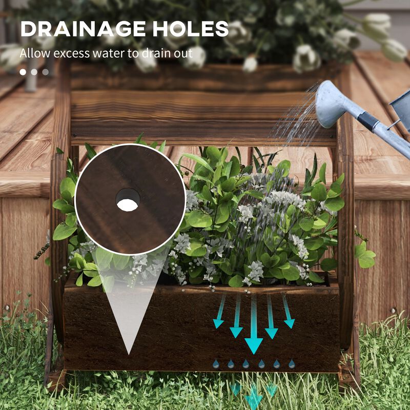 Hivvago Compact 2-Level Wooden Garden Planter image number 4