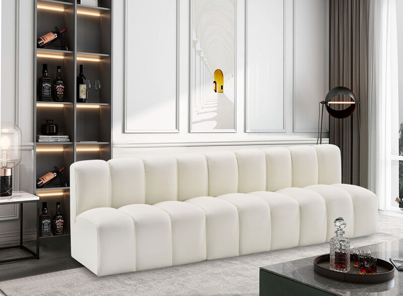 Meridian Furniture Arc Cream Vegan Leather Modular Sofa. image number 1