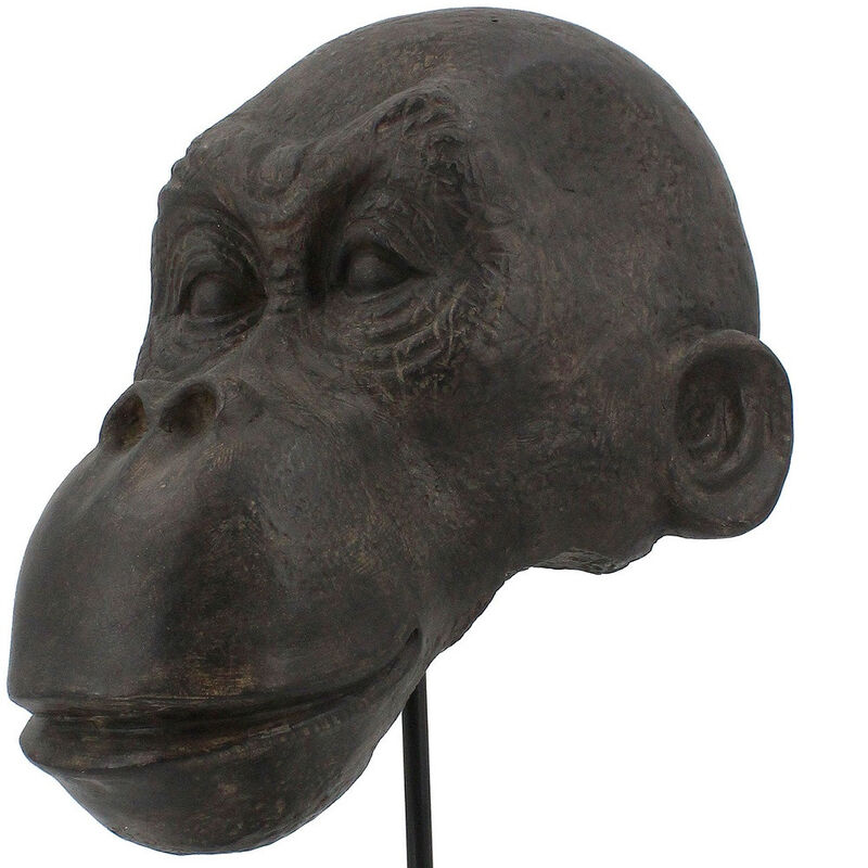 HomeRoots 16" Brown Resin Gorilla Face Tabletop Sculpture image number 4