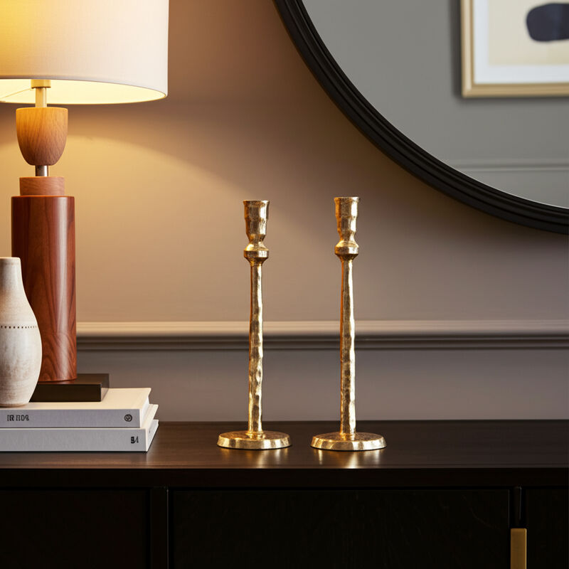 12" Hammered Taper Candleholder