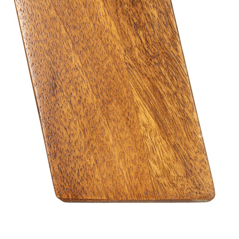 Stitched Leather and Wood Bench, Camel and Natural image number 5