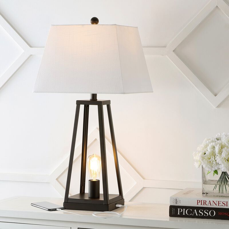 Waylon Classic Industrial Iron Nightlight LED Table Lamp with USB Charging Port image number 1