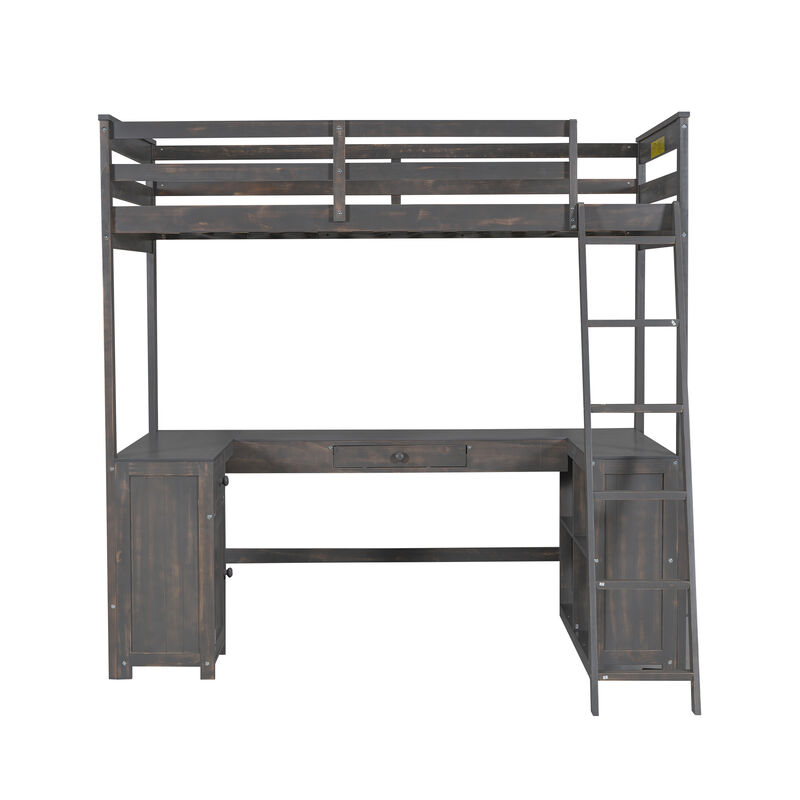 Whisen Stylish Full XL over Queen Metal Floor Bunk Bed