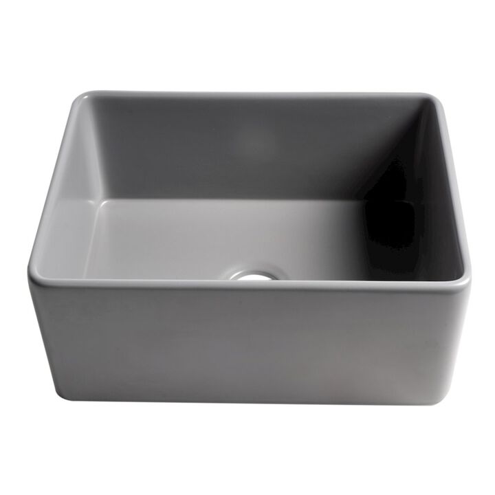ALFI brand Gray Matte Smooth Apron 24 x 18 Single Bowl Fireclay Farm Sink
