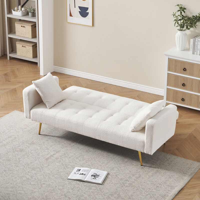Merax 3 Seater Leather Feel Convertible Sofa Bed Futons image number 3
