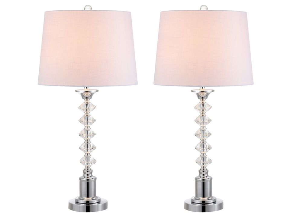 Kinsley 28" Crystal LED Table Lamp, Clear/Chrome (Set of 2)