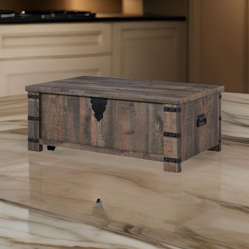 Classic 47 Inch Coffee Table, Lift Top Concealed Storage, Rustic Brown Wood