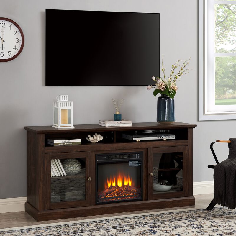 Mondawe Modern TV Media Console With 18 Inch Fireplace, Suitable For Shelving TVs Under 65 Inches image number 2