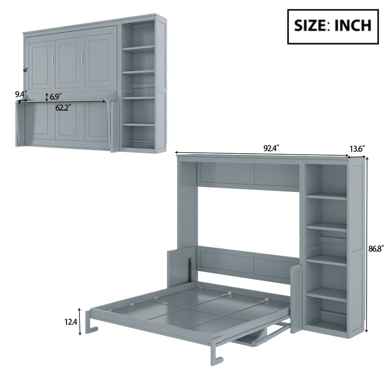 Merax  Murphy Bed with Desk & Bookshelf