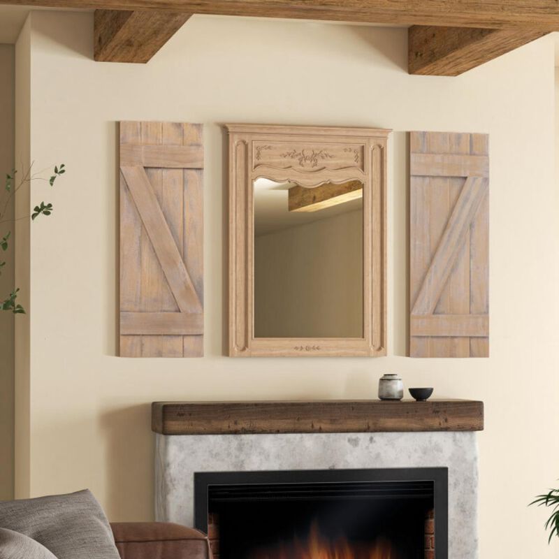 Hivvago 36 x 13 Inch Farmhouse Paulownia Wood Window Shutters Set of 2 for Windows