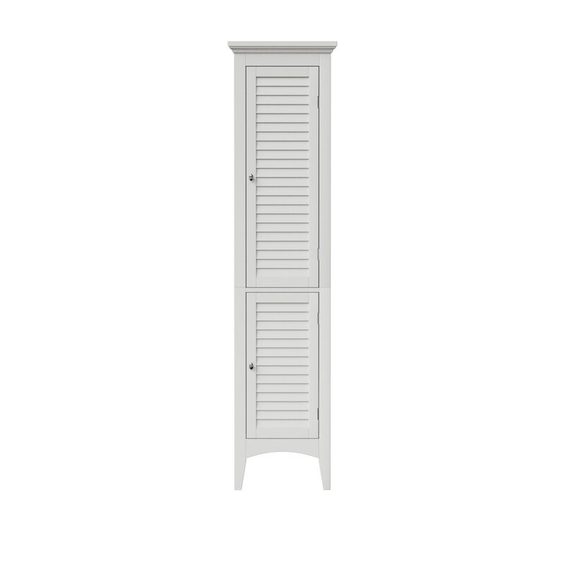 Glancy Freestanding Linen Tower with Two Faux Louvered Doors, White image number 0