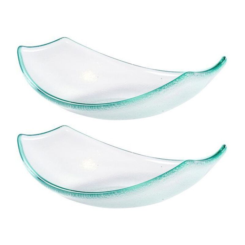 Turgla Fusion Glass 7" x 5.25" x h:2" 5 oz. Oval Clear Glass Bowl (Set of 2) image number 0