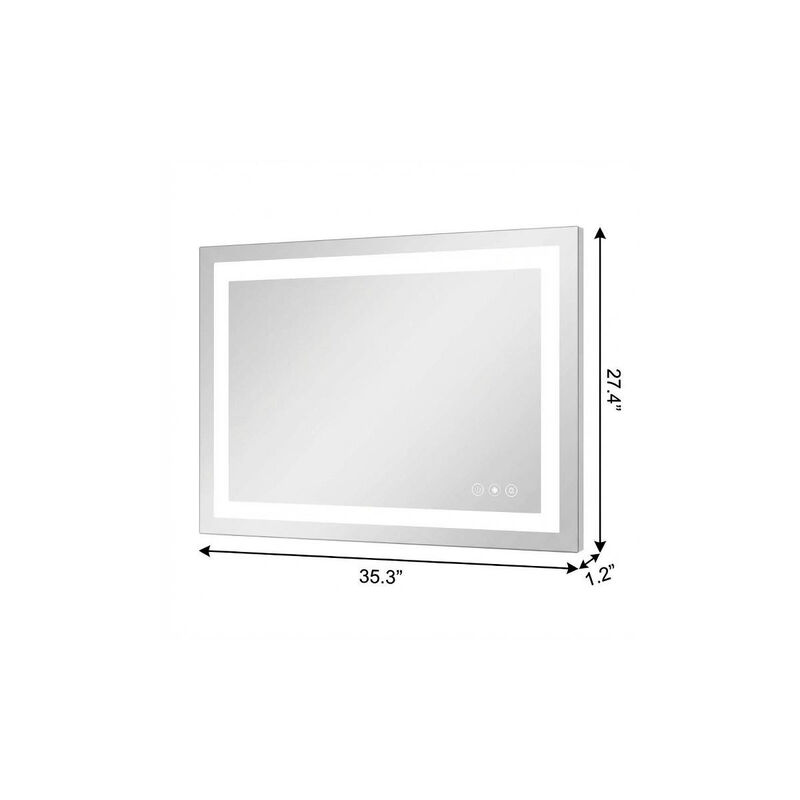 HomeRoots 27" Lighted Frameless Anti Fog Bathroom Vanity Mirror image number 3