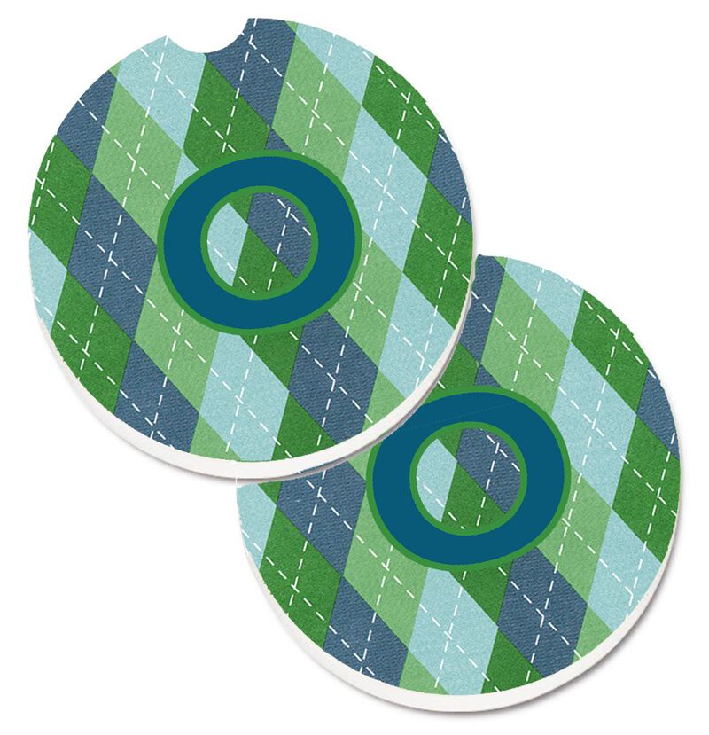 Caroline's Treasures Initial O Monogram - Blue Argoyle Set of 2 Cup Holder Car Coasters CJ1020-OCARC, 2.56, Multicolor