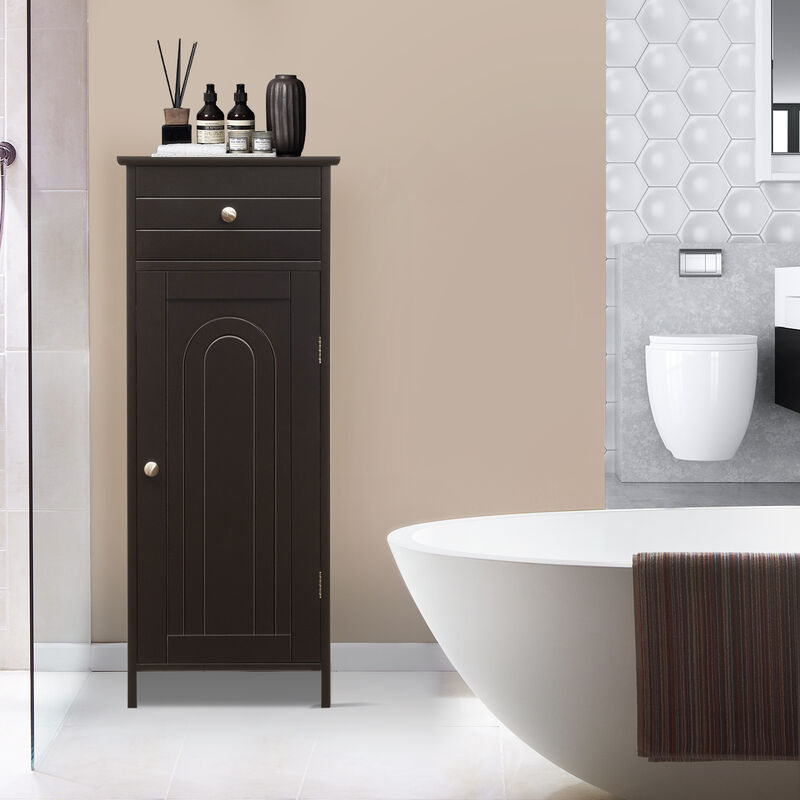 Wooden Storage Free-Standing Floor Cabinet with Drawer and Shelf