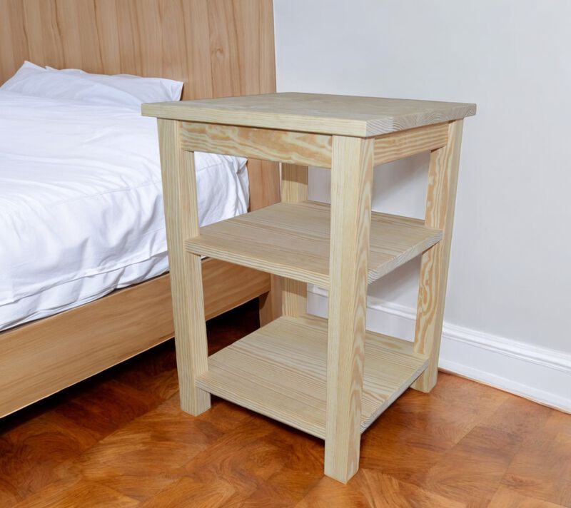 Contemporary Solid Wood Nightstand &ndash; Functional Bedroom Storage