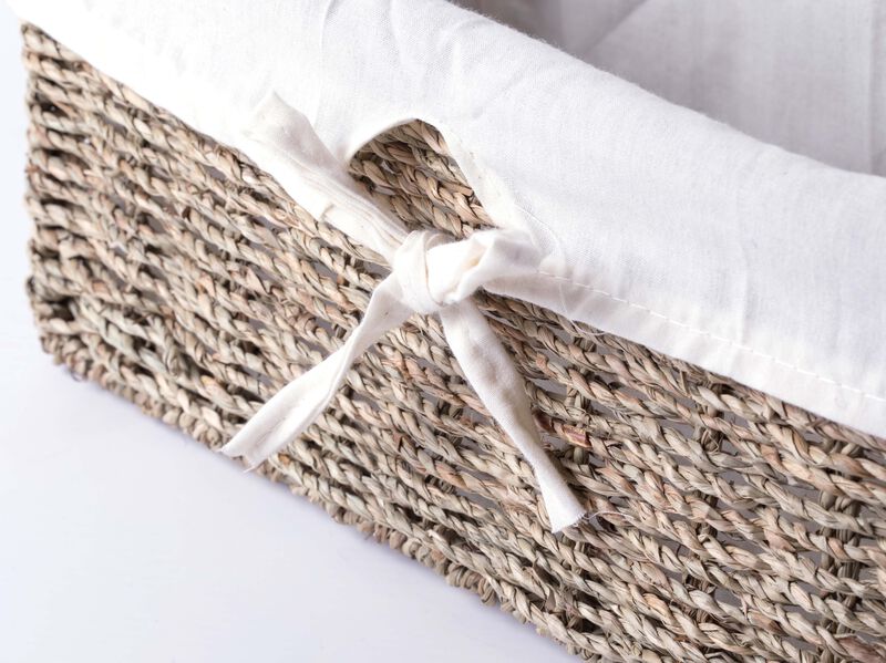 Seagrass Shelf Basket Lined with White Lining